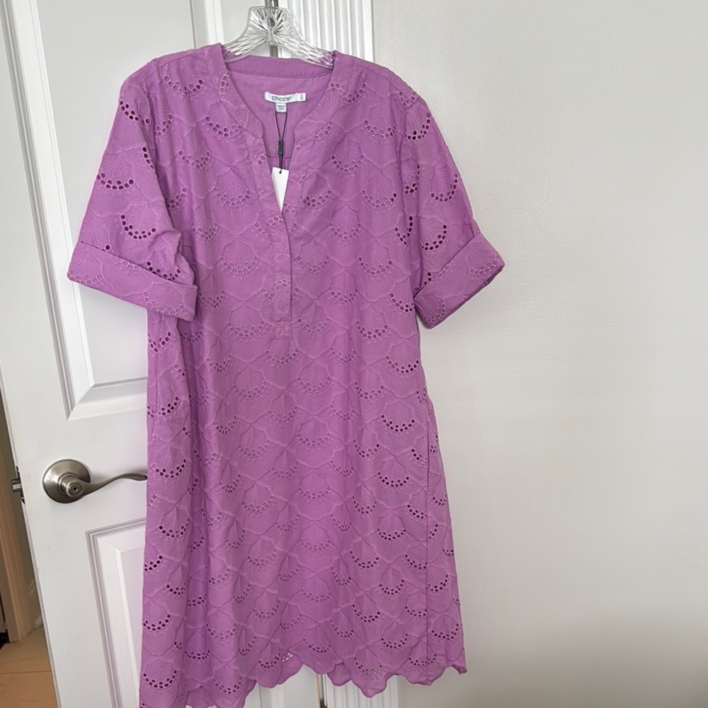 Eyelet Popover Dress